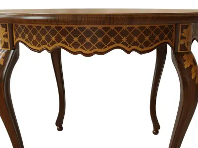 Classic table with inlaid veneer 1200 3D model
