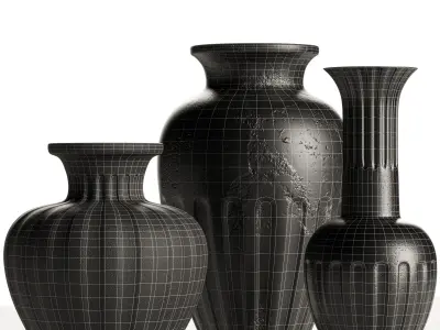 Cannelee Terracotta Vases 3D model