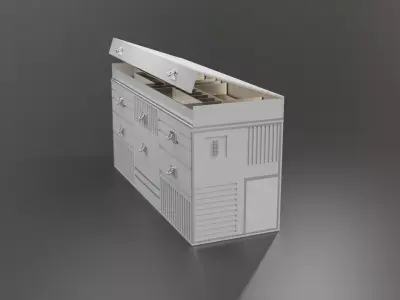Luxurious White SIlver Drawer Cabinet Free low-poly 3D model