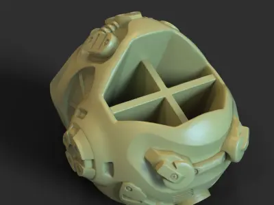 skull Pen holder Mech robotic  3D print model