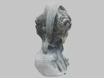 HR Giger Woman Head Bust Marble Sculpture Low-poly 3D model