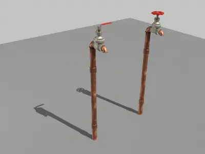 Copper Water Pipes Low-poly 3D model