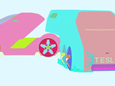 Tesla Spaces rocket Low-poly 3D model