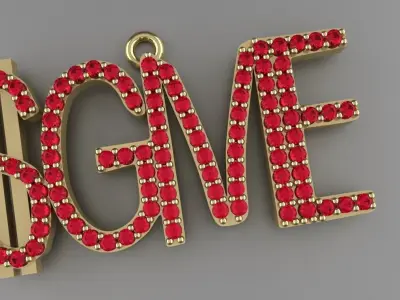 GME Diamond Pendant Gold Silver Platinum Luxury Initial Necklace 3D print model