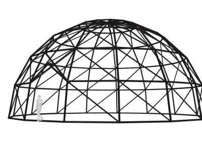 Dome wire-frame structure with Diagonal reinforcement and entry 3D model