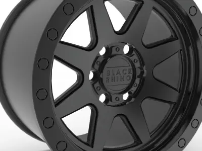 Matte black W Black Lip Edge  Black Bolts Baker Wheel 3D print model