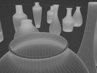 A set of beautiful vases in various shapes 3D model