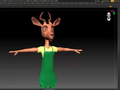 Green Antelope Cashier Man - ZBrush Character Basemesh 3D model