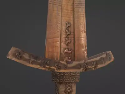 Decorated Wooden Sword Free low-poly 3D model