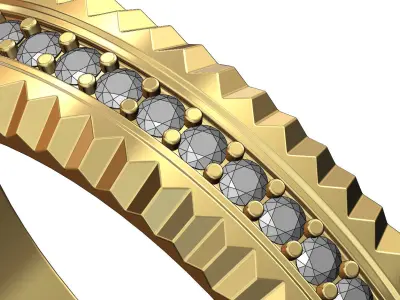 Fluted watch bezel diamond ring US size 7 to 10 3D print model