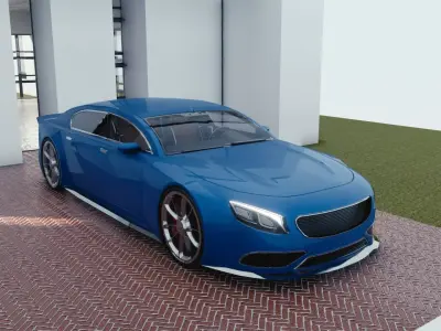 BLENDER EEVEE Brandless Extended Wheelbase 4 door sedan Low-poly 3D model