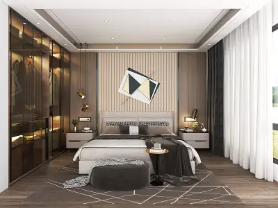 Modern Bedroom Scene 10 3D model