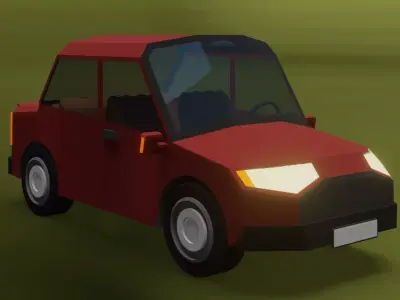 Toon sedan car Low-poly 3D model