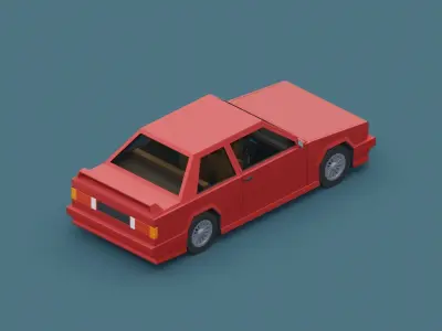 Stylized Cartoon Euro Coupe Car  Low-poly 3D model