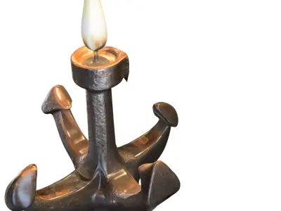 Iron Anchor Candle Stand Low-poly 3D model