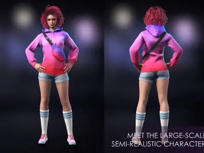 Streetwear Girl 1-4 - Casual Wear Girls Pack 2 Game-Ready Low-poly 3D model