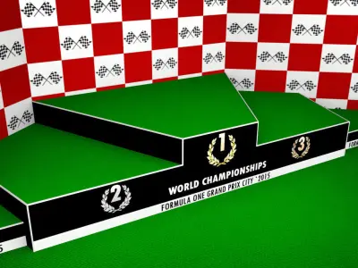 Formula One sport podium Low-poly 3D model