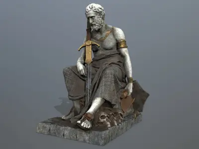 man statue Low-poly 3D model