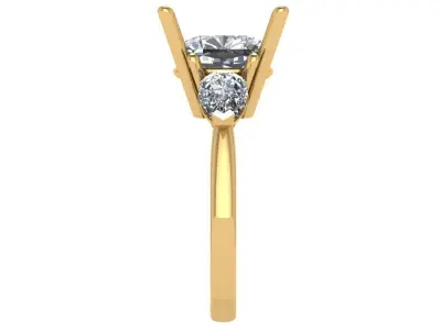 Thrinity ring center pear shape on each side with europian shank 3D print model