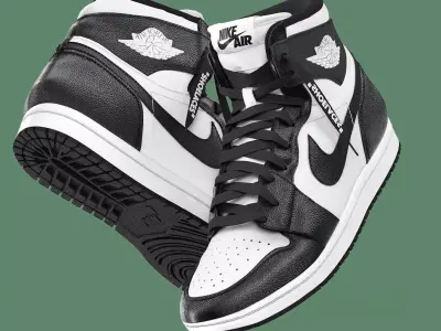black and white nike air jordan 1 retro 3D model