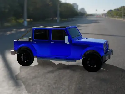 Blue Tour Jeep Low-poly 3D model