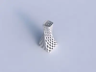 Vase twisted squeezed quadratic with checker grid lattice 3D print model