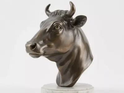 Cow head sculpture 3D print model