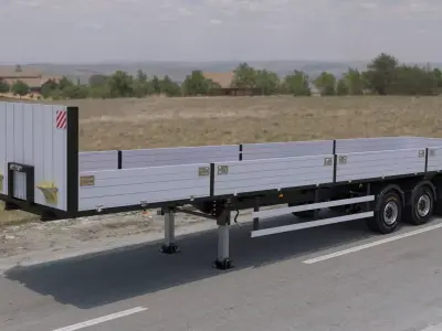 Semi-trailer flatbed trailer 3D model