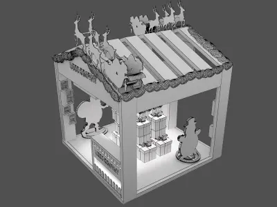  Christmas kiosk booth a65b 3D model