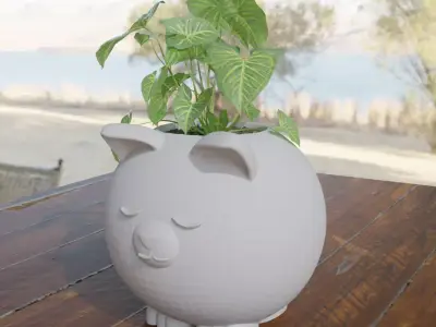 Decoration Flowerpot Cute cat 3D print model