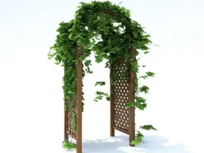 Wooden Garden Pergola 3D model