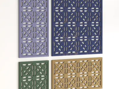 Arabic Islamic pattern wood decorative plaster 3D model