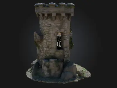 Stone Watchtower Timeless Sentinel of the Highlands 3D model