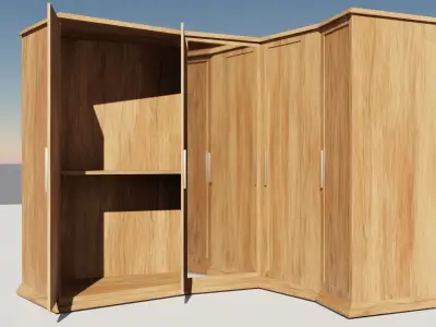 Wood cabinet complete textures and materials  Low-poly 3D model