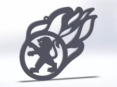 Peugeot  keychain logo fire oriktown 3D print model