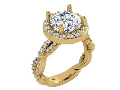 Round Halo Twisted Ring 3456 3D print model