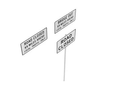Road Sign US R11 Series Road Closed 3D model