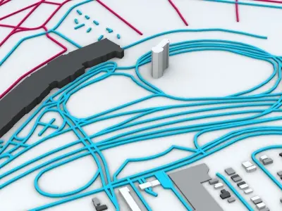 New York LaGuardia LGA Airport Roads and Buildings 3D model