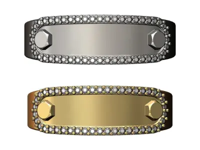 Bolted diamond tag ring US size 7and8 3D print model