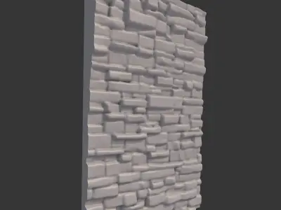 Cracked Dry Stone Wall Detail 3D model