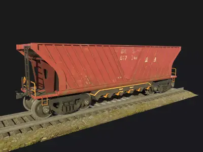 The freight car  Low-poly 3D model