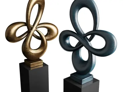 Clover modern sculpture Low-poly 3D model