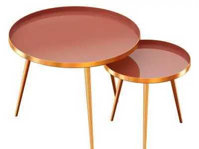 AVRIL - Nest of Tables Blue-Pink-Green- Black 3D model