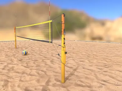 Beach Volleyball Set Low-poly 3D model