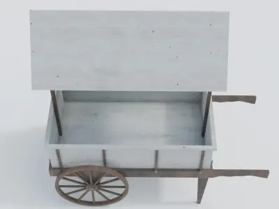 Wooden cart - Market cart Low-poly 3D model