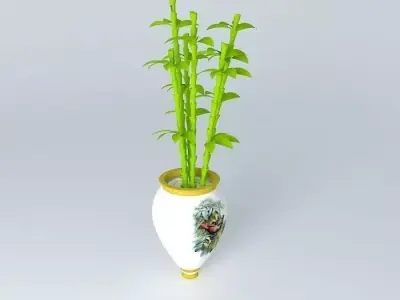 vase with bamboo decoration Free 3D model