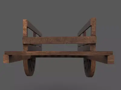 Wooden Cart Low-poly 3D model