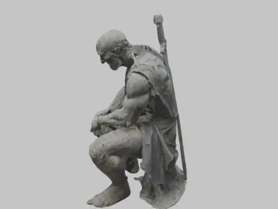 Man Medieval sculpture Low-poly 3D model