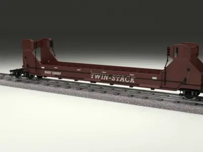 Brown Train Well Car 3D model