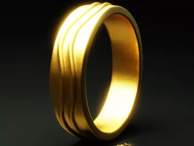 Elegant Gold Wave Band - Minimalist Jewelry 3D Print Model 3D print model